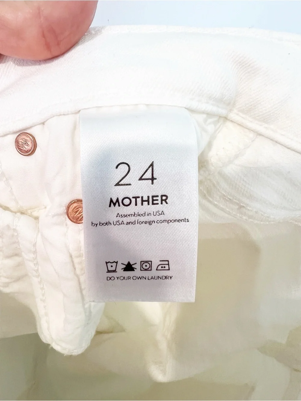 MOTHER SUPERIOR WHITE BUTTON FLY HIGH RISE TOMCAT STRAIGHT JEANS SZ 24